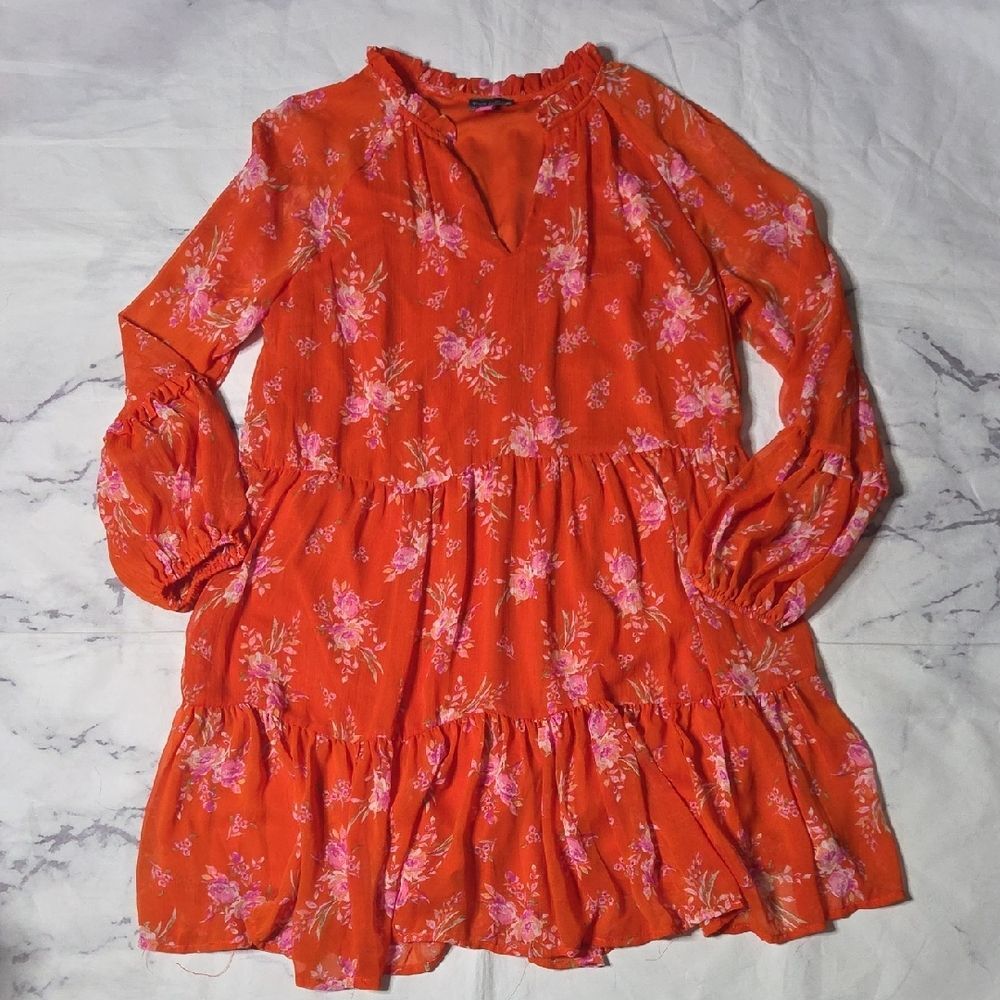 Vince Camuto Orange/Pink Floral Dress